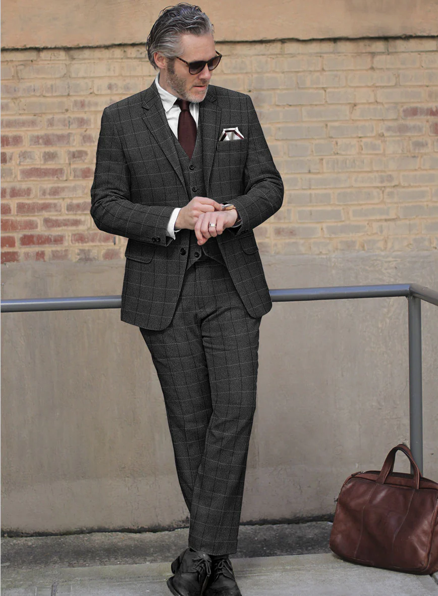 Italian Serto Checks Tweed Suit - Image 2
