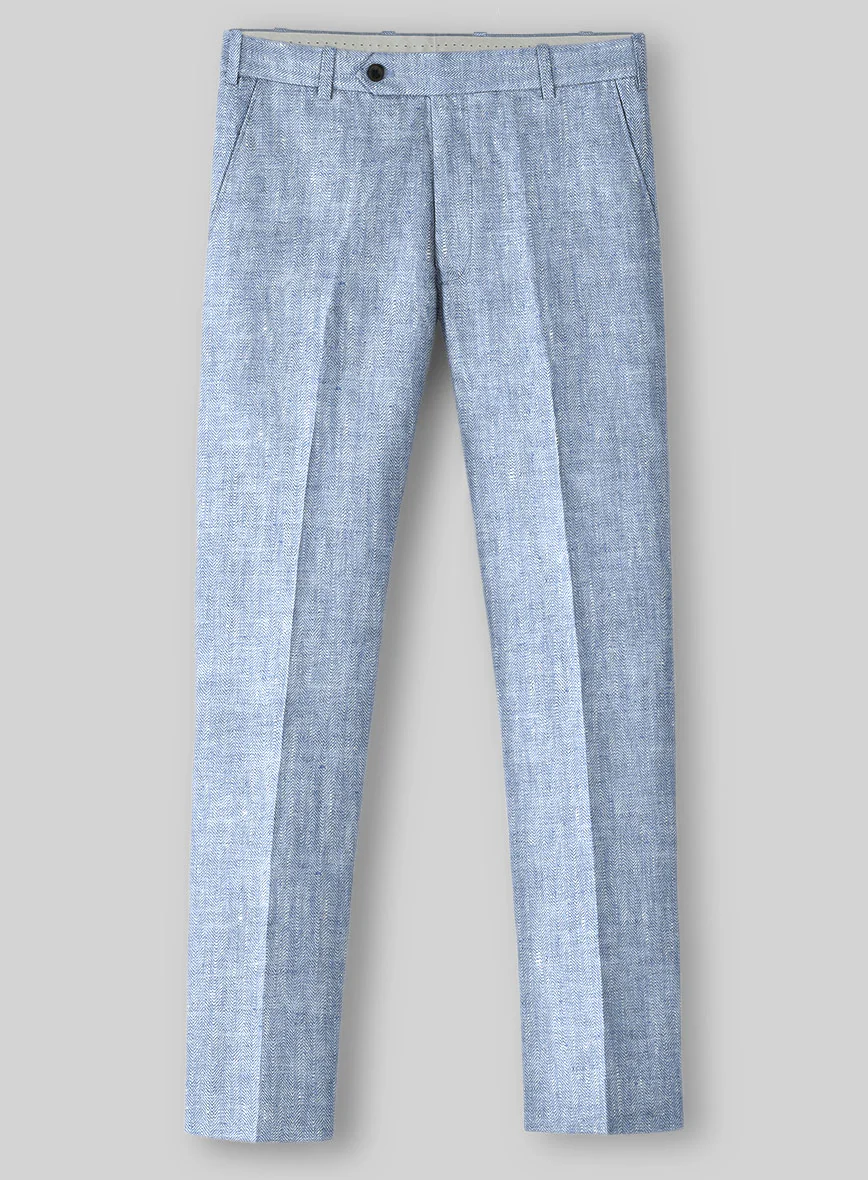 Italian Sky Blue Linen Suit - Image 4