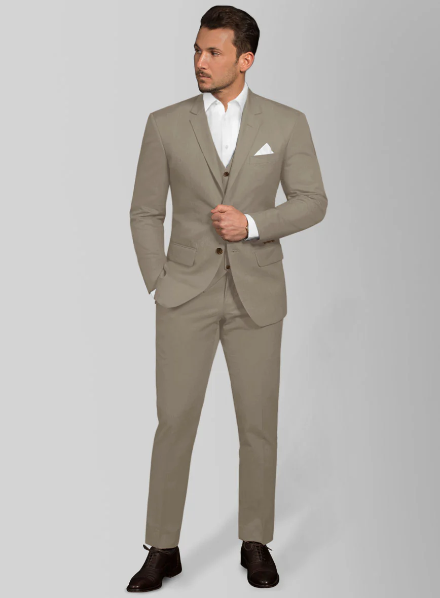 Italian Stone Khaki Cotton Stretch Suit - Image 2