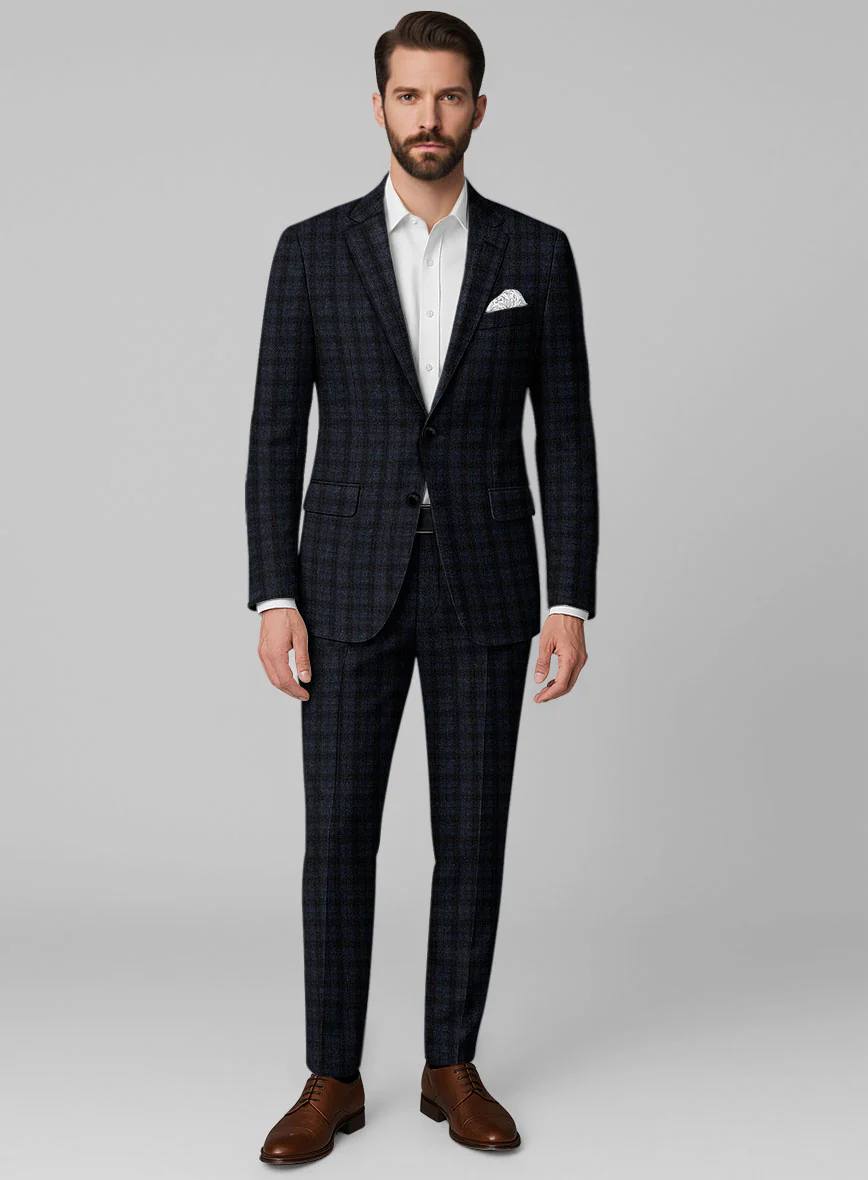 Italian Storm Navy Check Tweed Suit