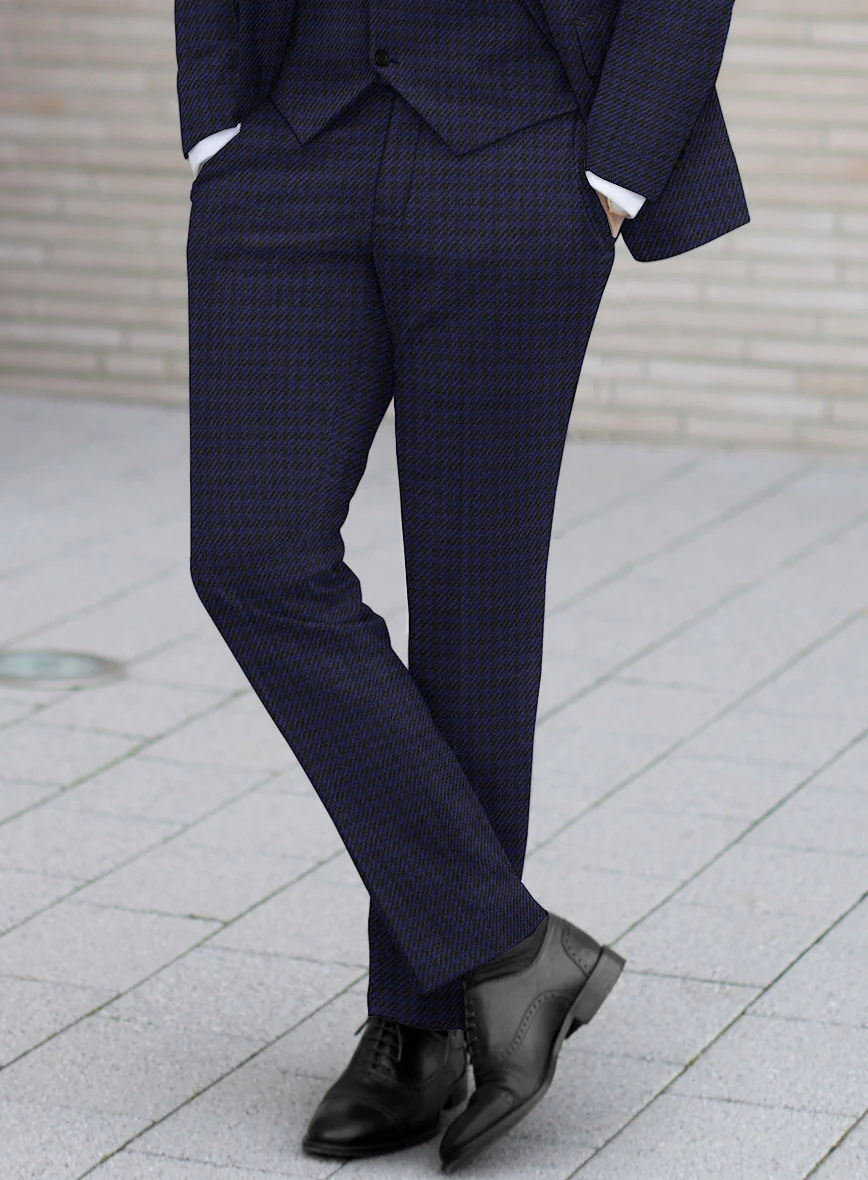 Italian Timas Navy Blue Houndstooth Flannel Pants - Image 2