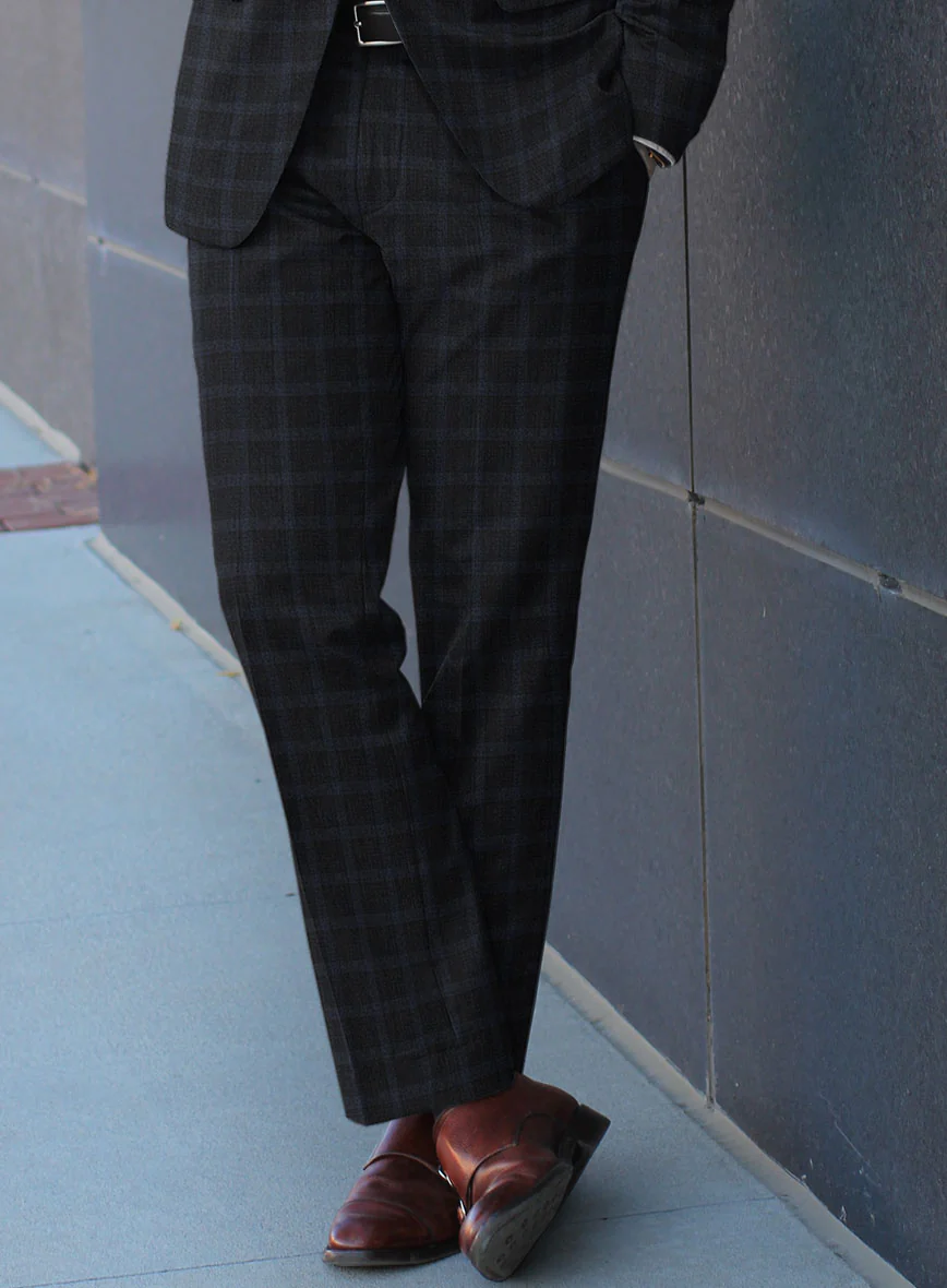 Italian Trek Dark Blue Checks Flannel Pants - Image 2