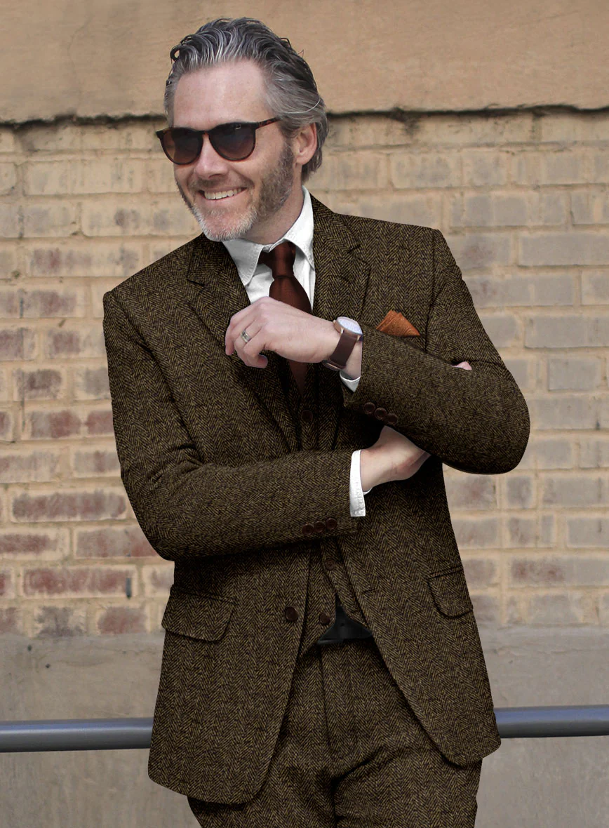 Italian Tweed Herringbone Timoteo Jacket - Image 2