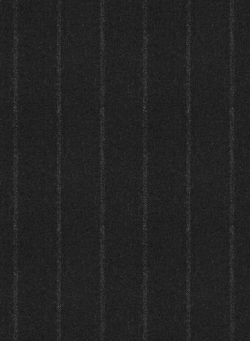 Italian Uben Black Chalkstripe Flannel Pants - Image 3