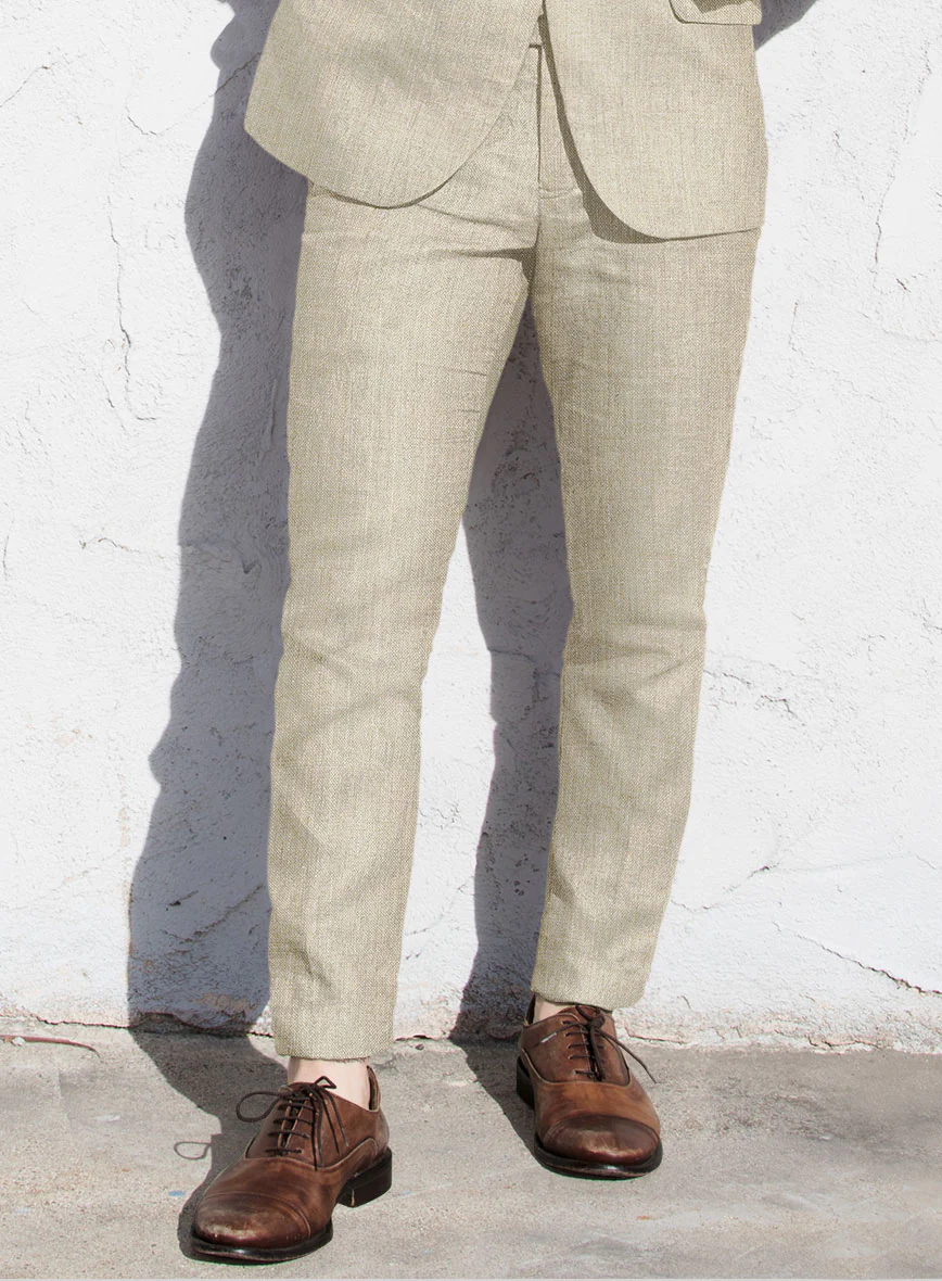 Italian Vintage Beige Linen Pants - Image 2