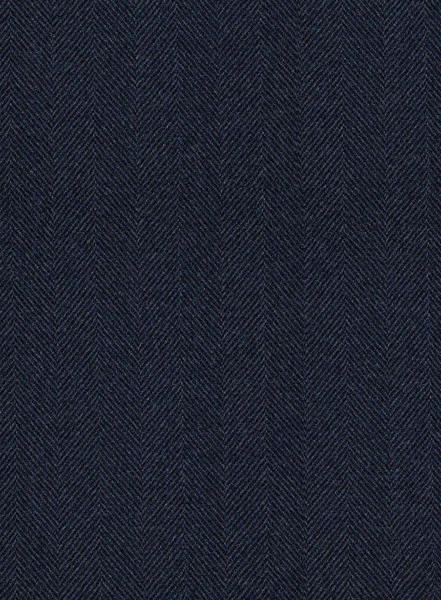 Italian Wide Herringbone Blue Tweed Suit - Image 7