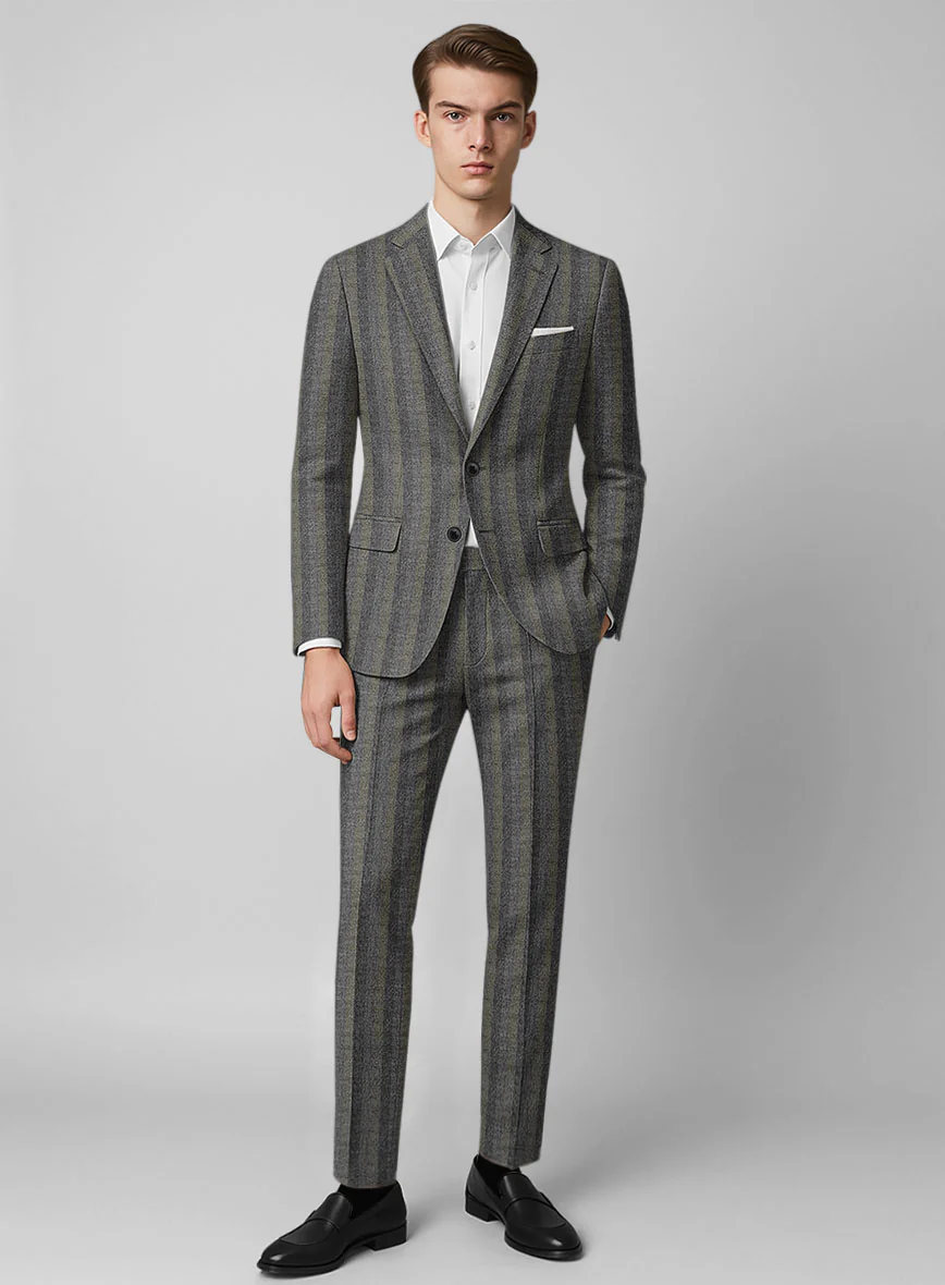 Italian Gravelight Herringbone Tweed Suit