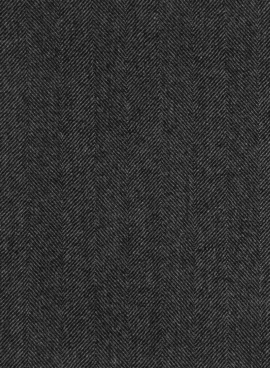 Italian Wide Herringbone Charcoal Tweed Suit - Image 7