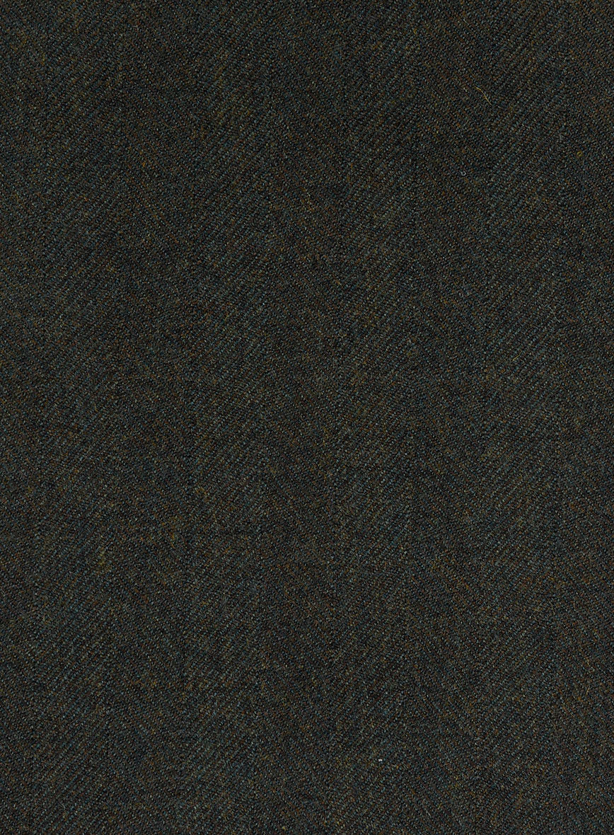 Italian Wide Herringbone Dark Green Tweed Jacket - Image 4