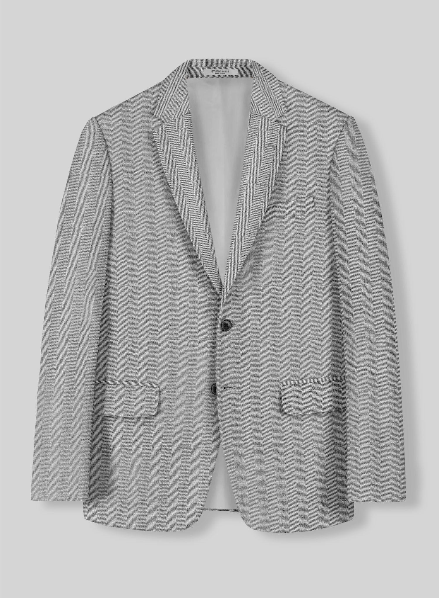 Italian Wide Herringbone Ice Gray Tweed Jacket