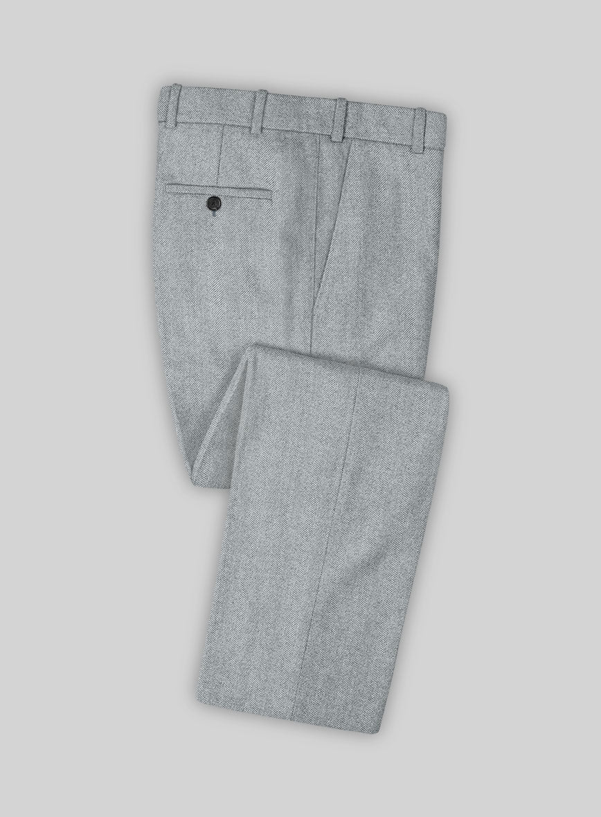 Italian Wide Herringbone Light Blue Tweed Suit - Image 4