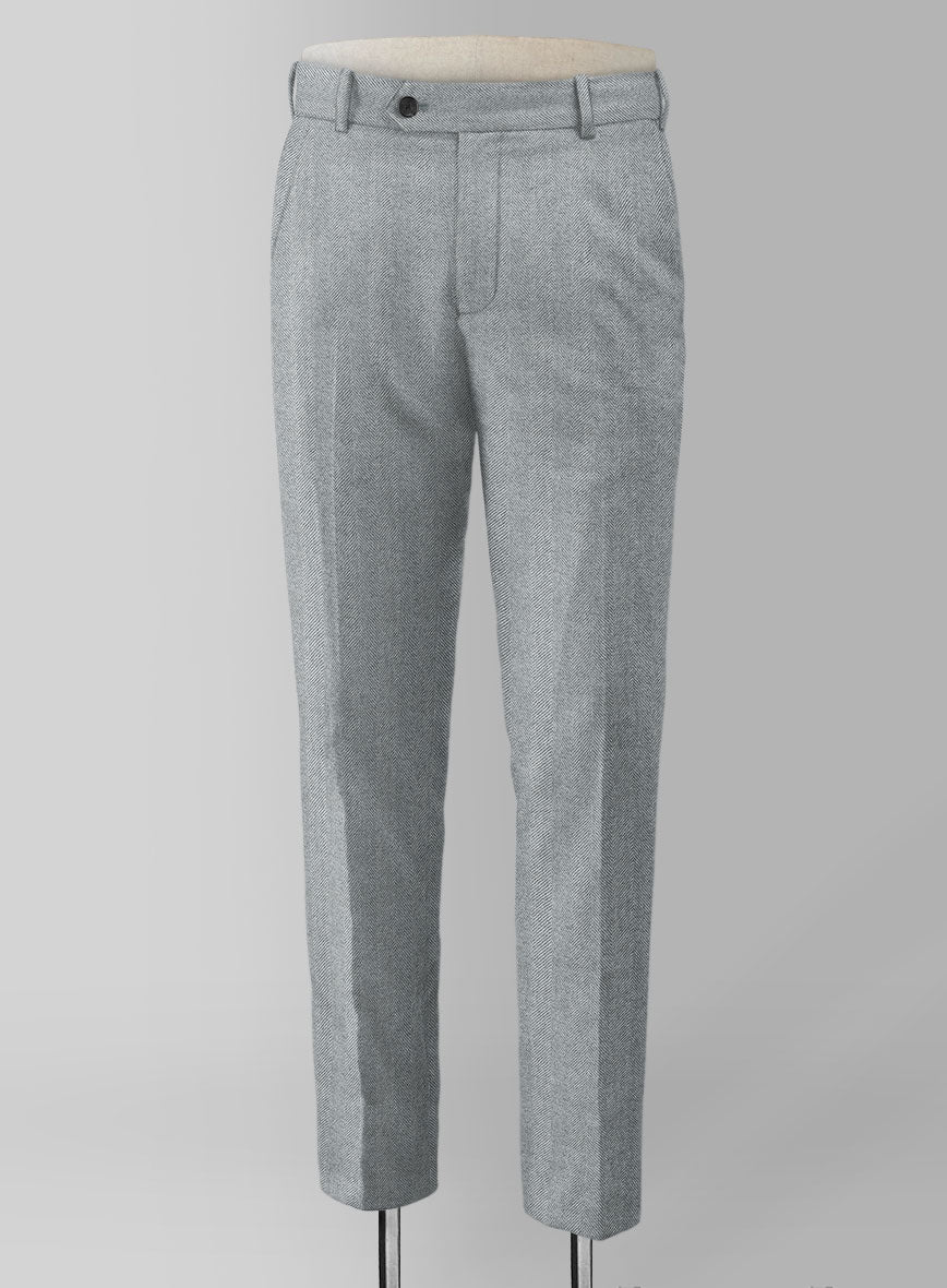 Italian Wide Herringbone Light Blue Tweed Suit - Image 5