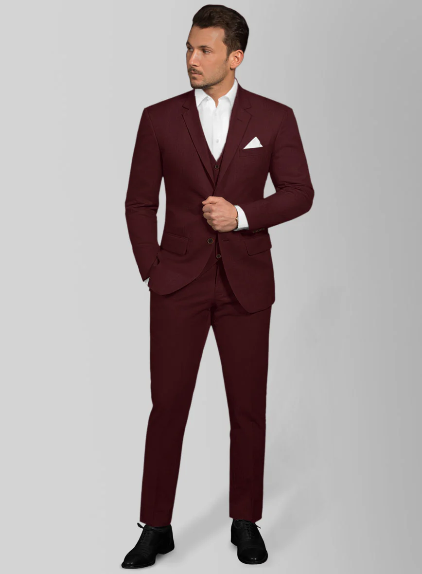 Italian Wine Cotton Stretch Suit - Image 2