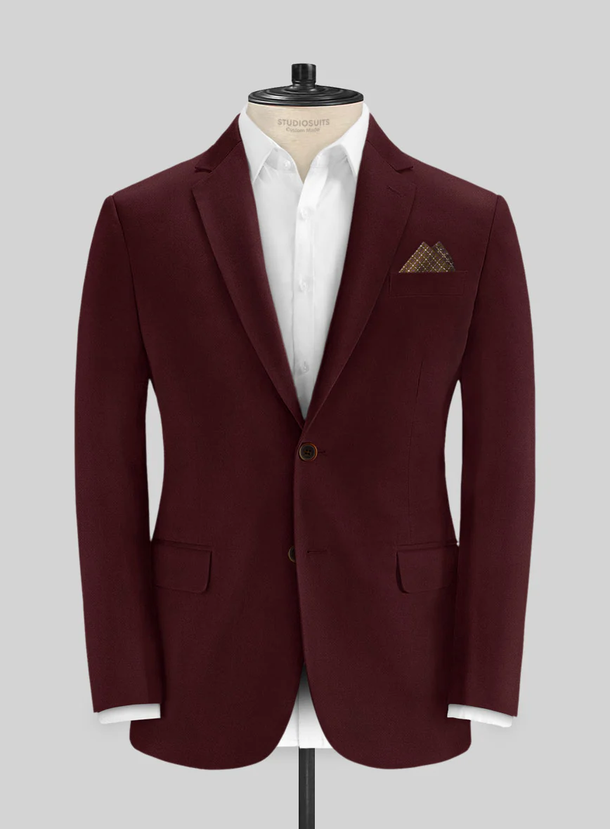Italian Wine Cotton Stretch Suit - Image 3
