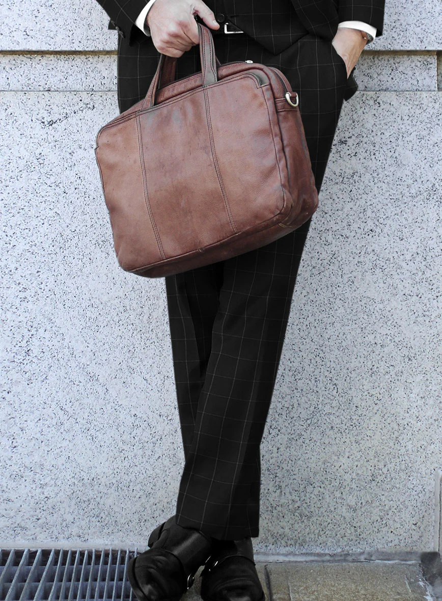 Italian Zergi Black Windowpane Flannel Pants - Image 2