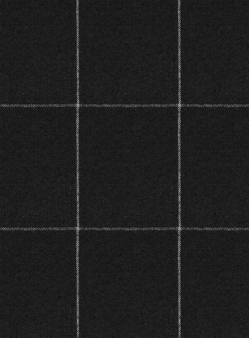Italian Zergi Black Windowpane Flannel Pants - Image 3