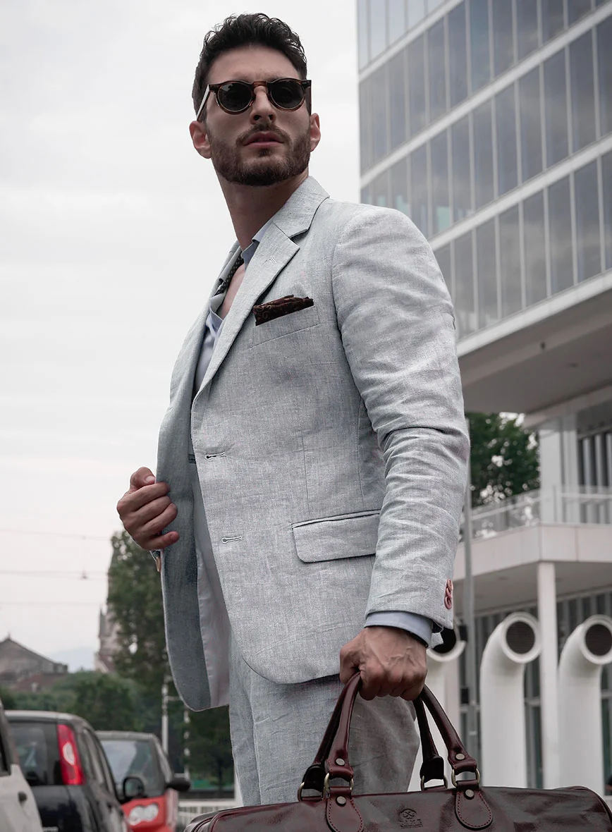 Italian Zod Light Gray Linen Suit - Image 6