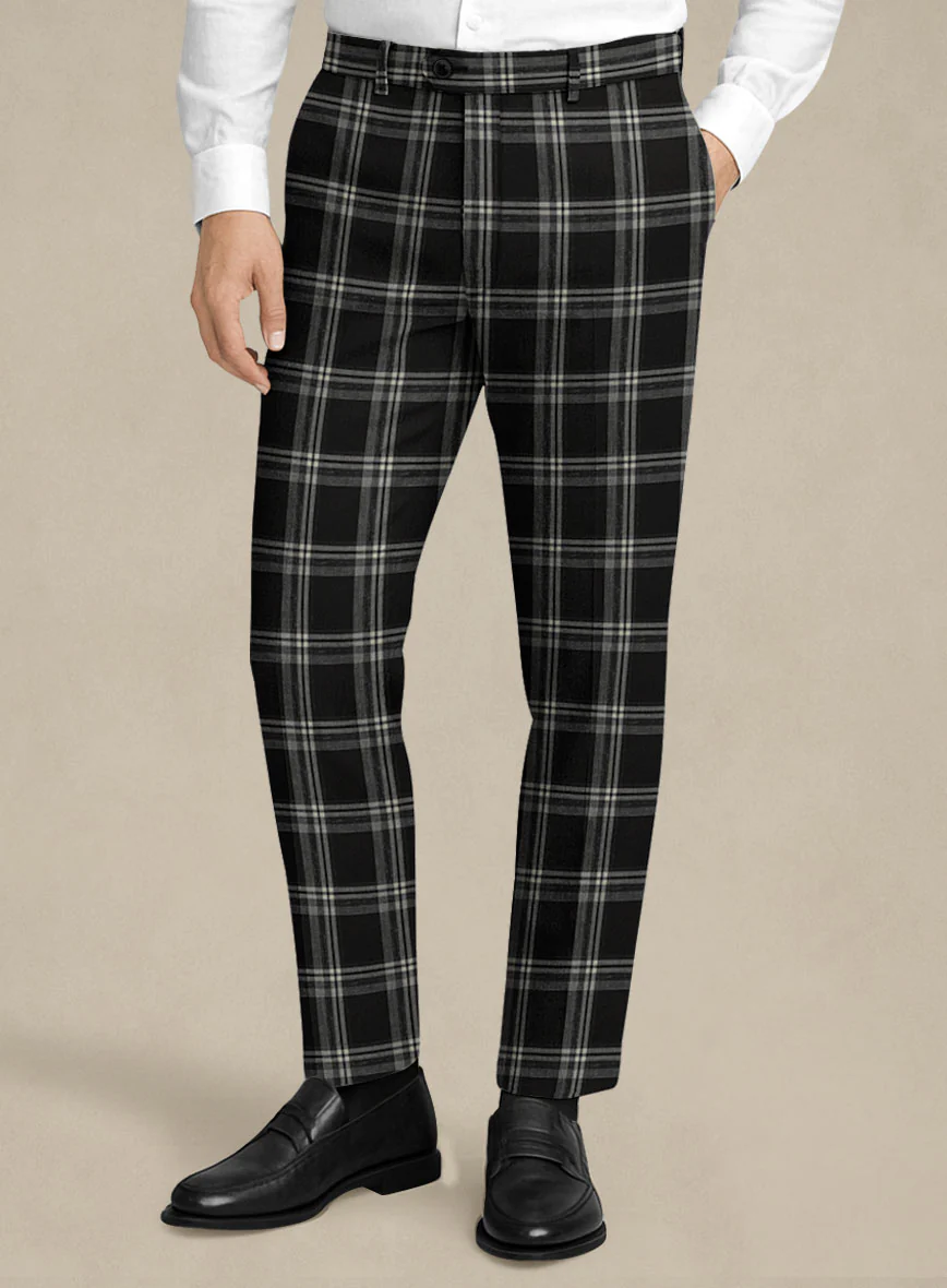 Italiano Murano Oseja Black Wool Linen Silk Pants
