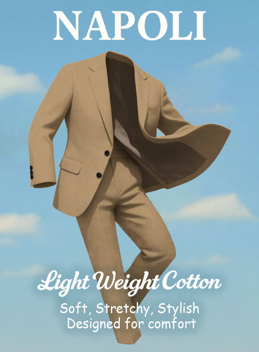 Khaki Napoli Stretch Light Weight Cotton Jacket - Image 4