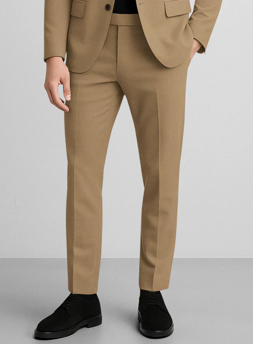 Khaki Napoli Stretch Light Weight Cotton Pants - Image 2