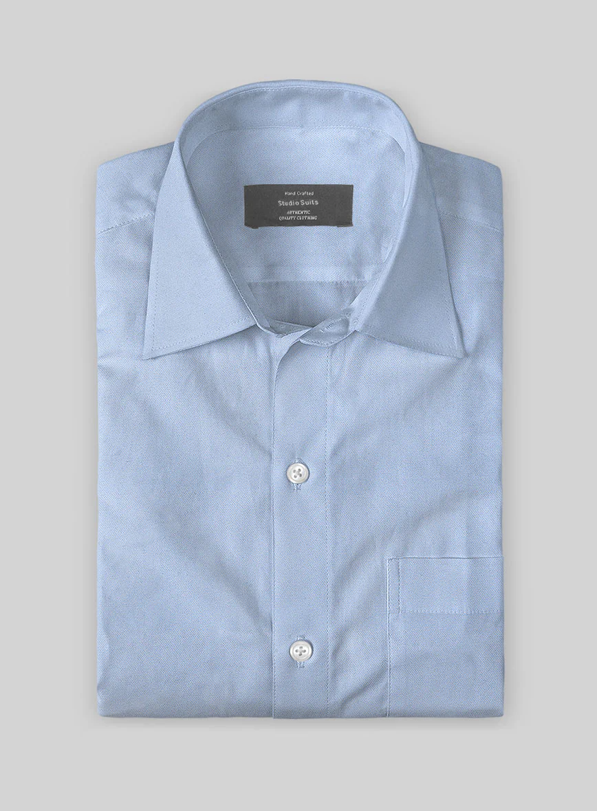 Lake Blue Twill Cotton Shirt