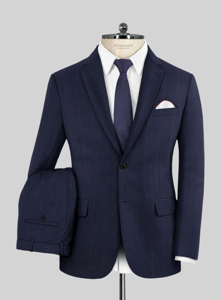 Lanificio Zegna Electa Casiri Blue Checks Wool Suit