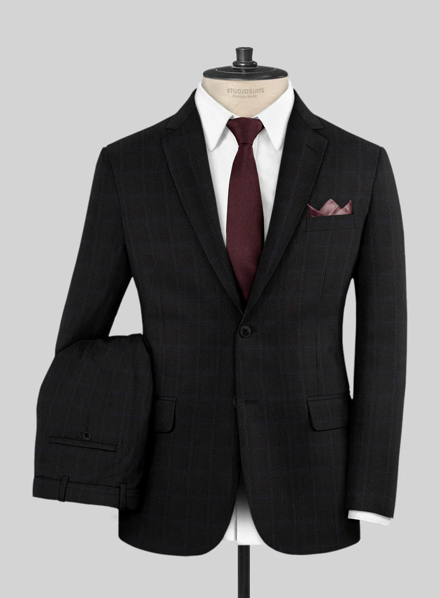 Lanificio Zegna Electa Corta Black Checks Wool Suit