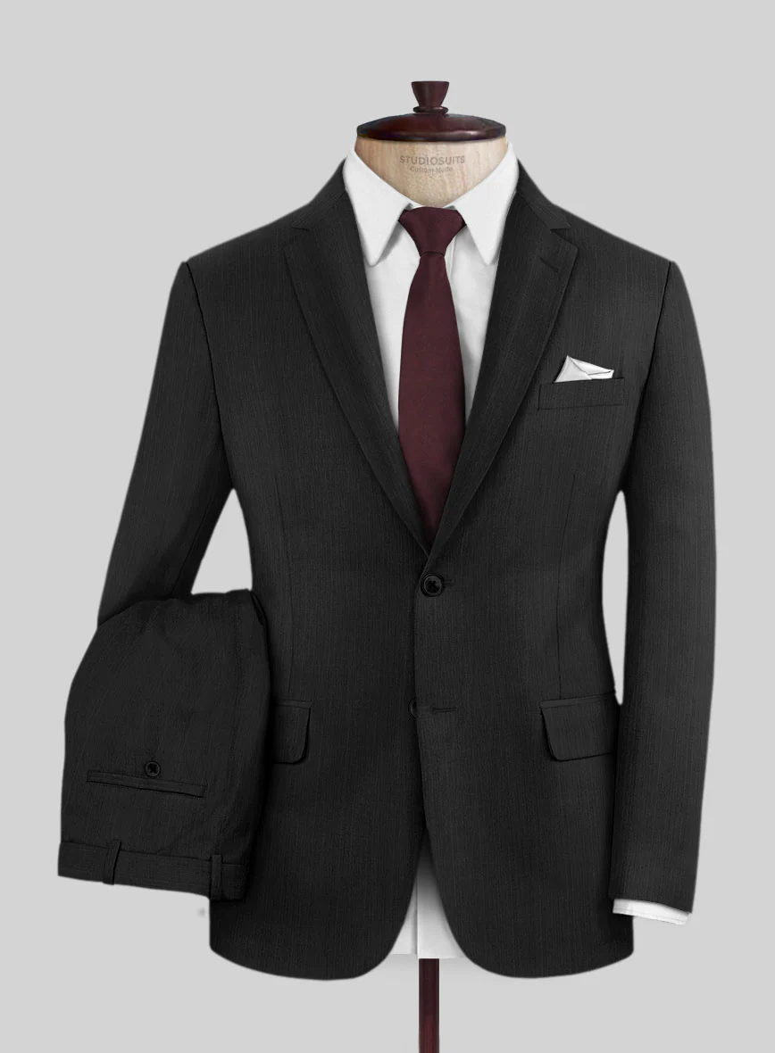 Lanificio Zegna Traveller Adiel Black Stripe Wool Suit