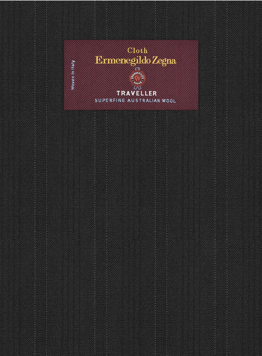 Lanificio Zegna Traveller Adiel Black Stripe Wool Suit - Image 6