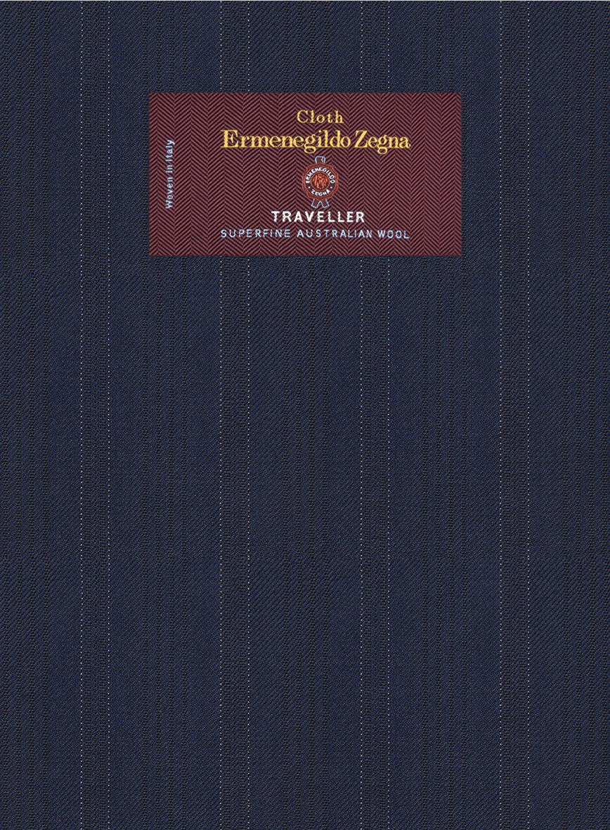 Lanificio Zegna Traveller Adiel Blue Stripe Wool Pants - Image 3