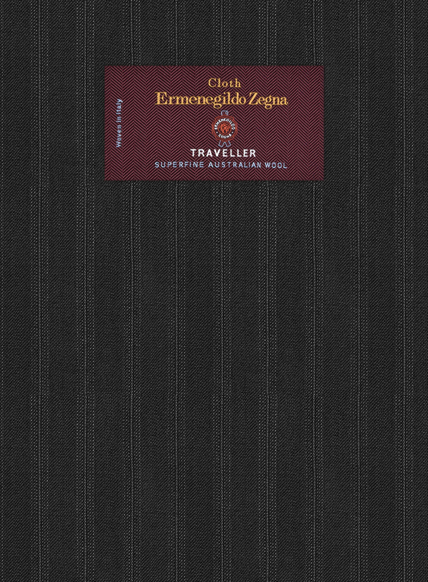 Lanificio Zegna Traveller Jaspal Black Stripe Wool Suit - Image 6