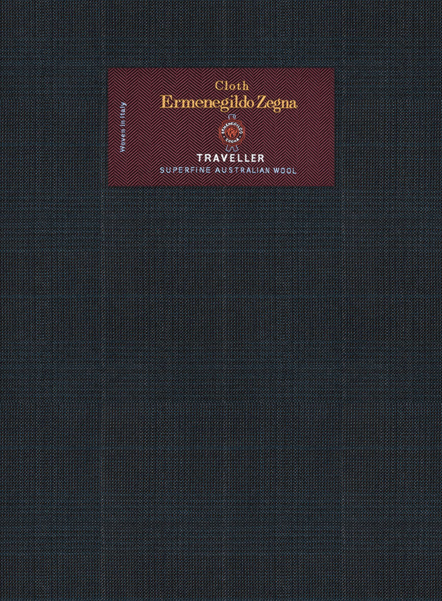 Lanificio Zegna Traveller Mence Dark Blue Checks Wool Suit - Image 6