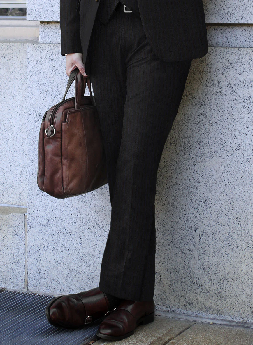 Lanificio Zegna Traveller Naquez Black Stripe Wool Suit - Image 4