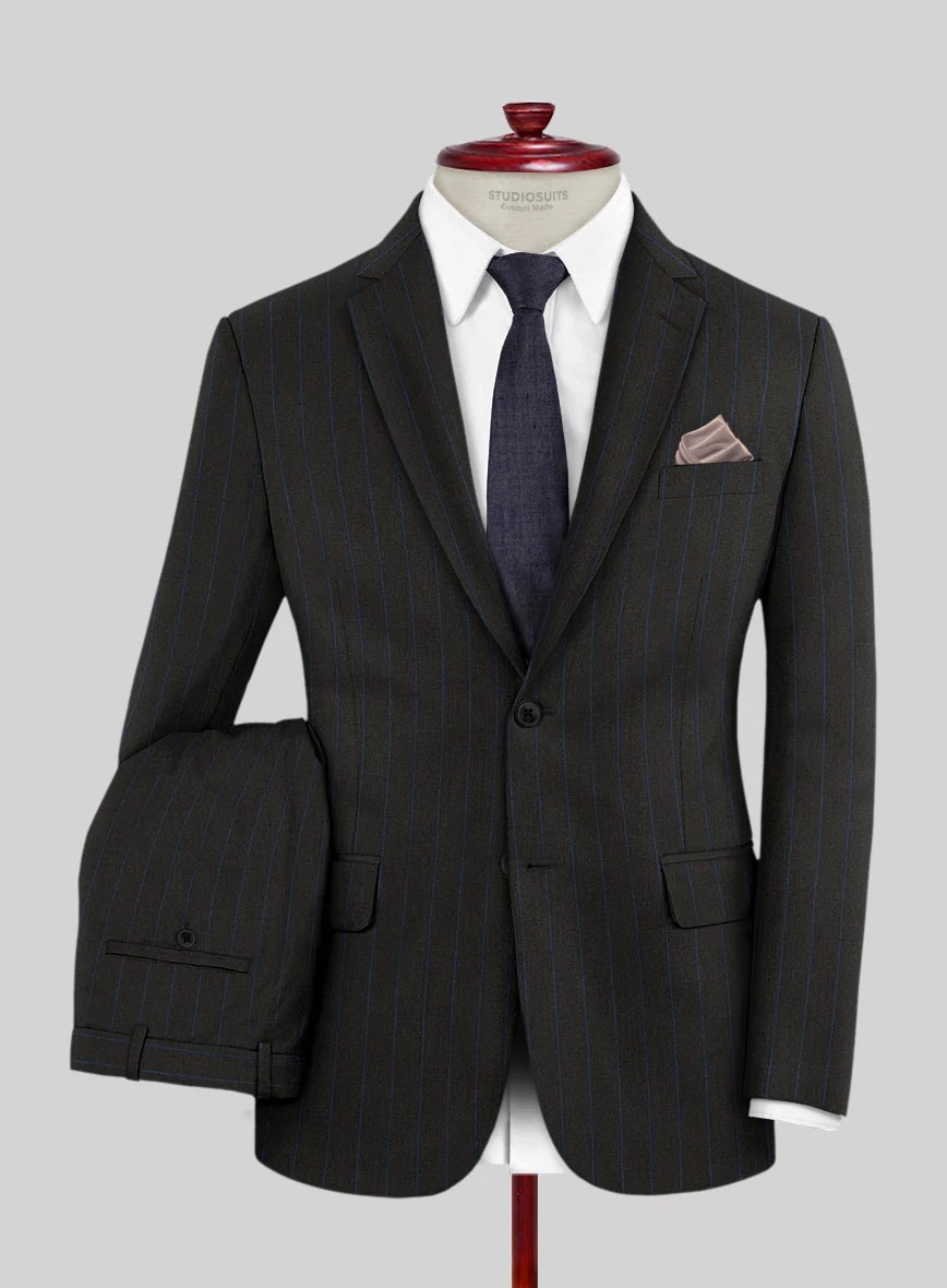 Lanificio Zegna Traveller Renar Black Stripe Wool Suit