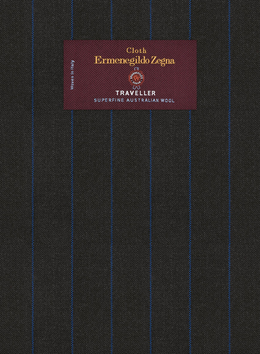 Lanificio Zegna Traveller Renar Black Stripe Wool Suit - Image 5