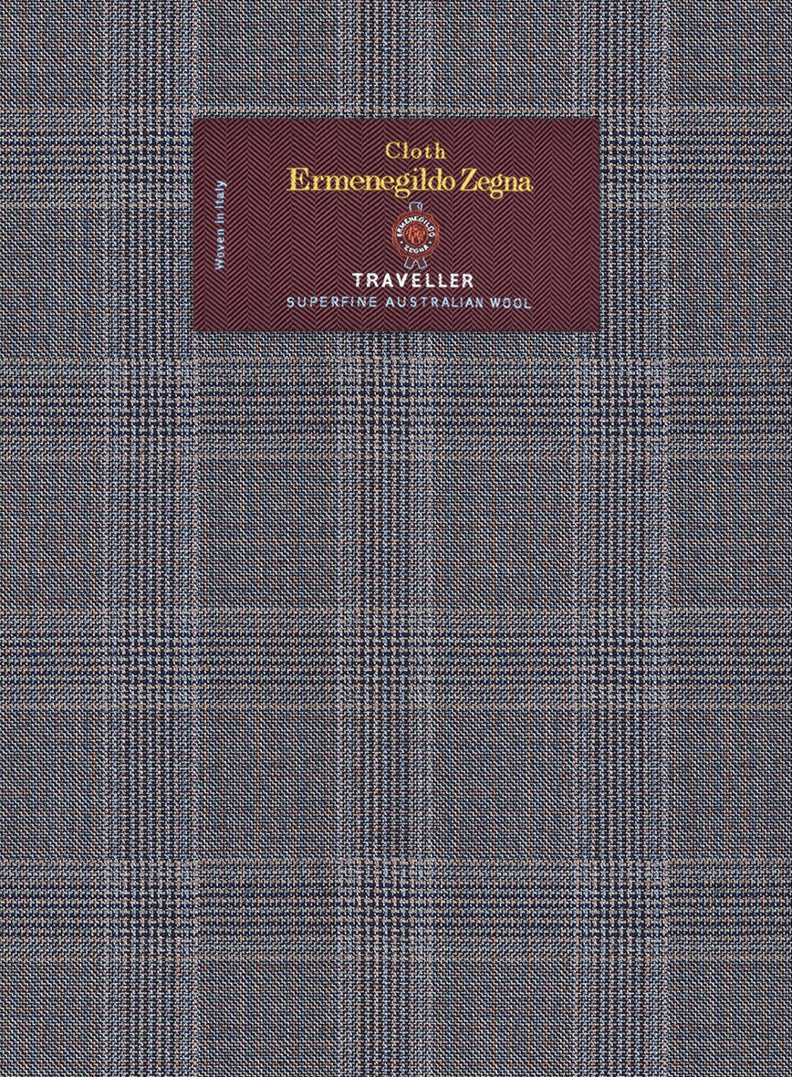 Lanificio Zegna Traveller Valen Blue Checks Wool Suit - Image 5