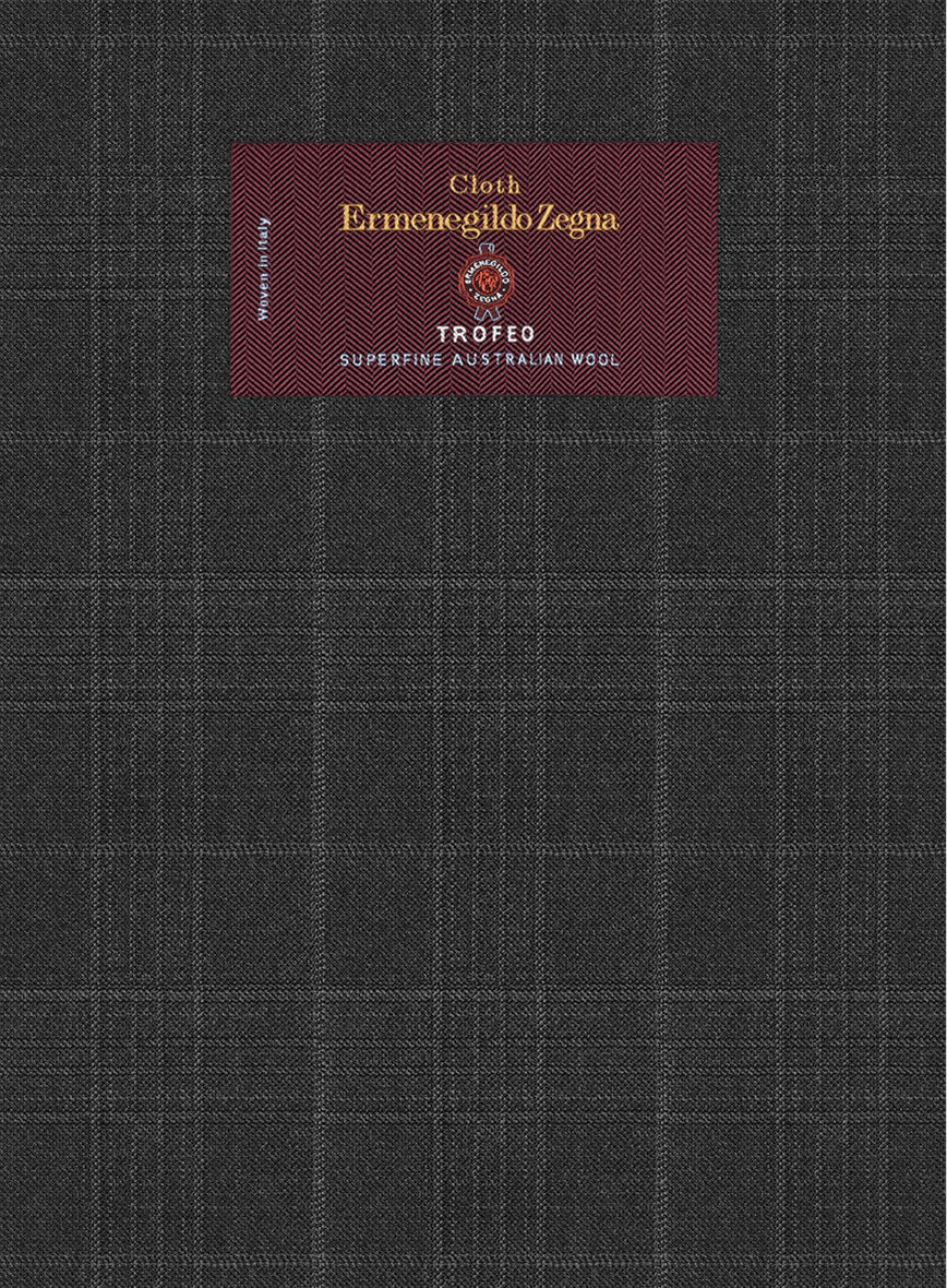 Lanificio Zegna Trofeo Bonsus Charcoal Checks Wool Jacket - Image 2