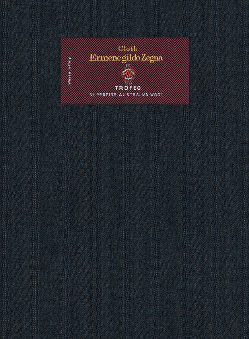 Lanificio Zegna Trofeo Dexi Dark Blue Stripe Wool Pants - Image 3