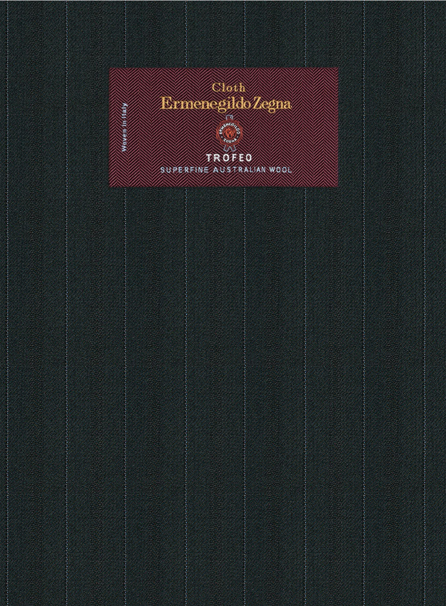 Lanificio Zegna Trofeo Dexi Dark Green Stripe Wool Suit - Image 5