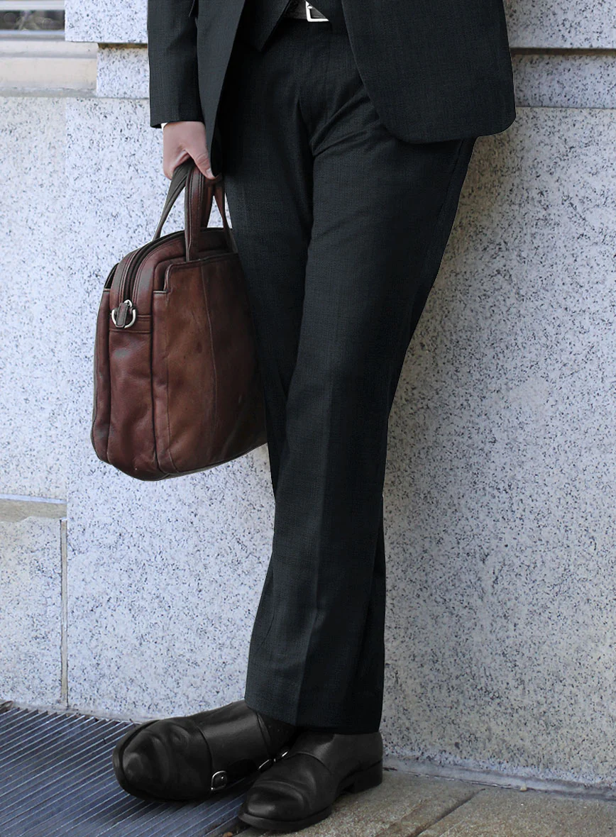 Lanificio Zegna Trofeo Jolge Dark Blue Checks Wool Pants - Image 2