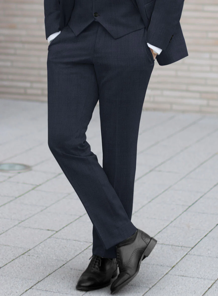 Lanificio Zegna Trofeo Malno Blue Checks Wool Pants - Image 2