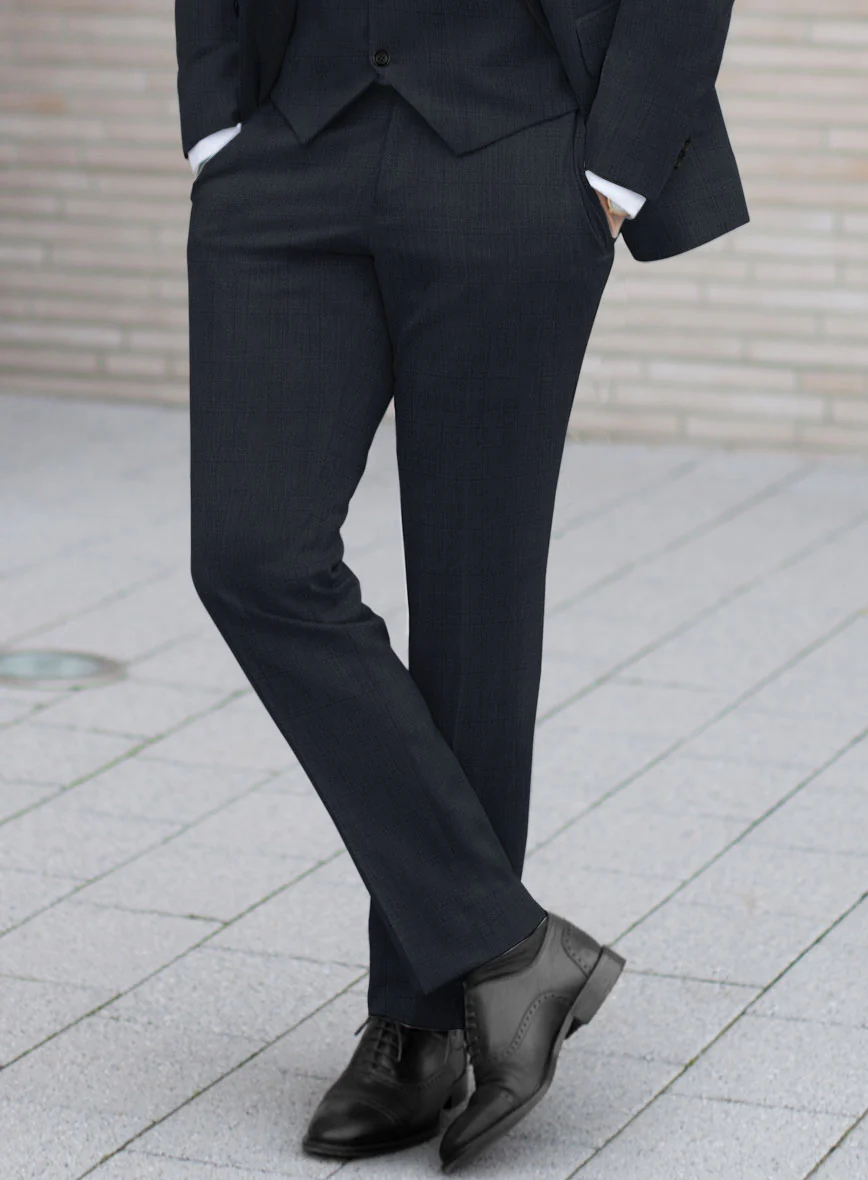 Lanificio Zegna Trofeo Malno Dark Blue Checks Wool Pants - Image 2