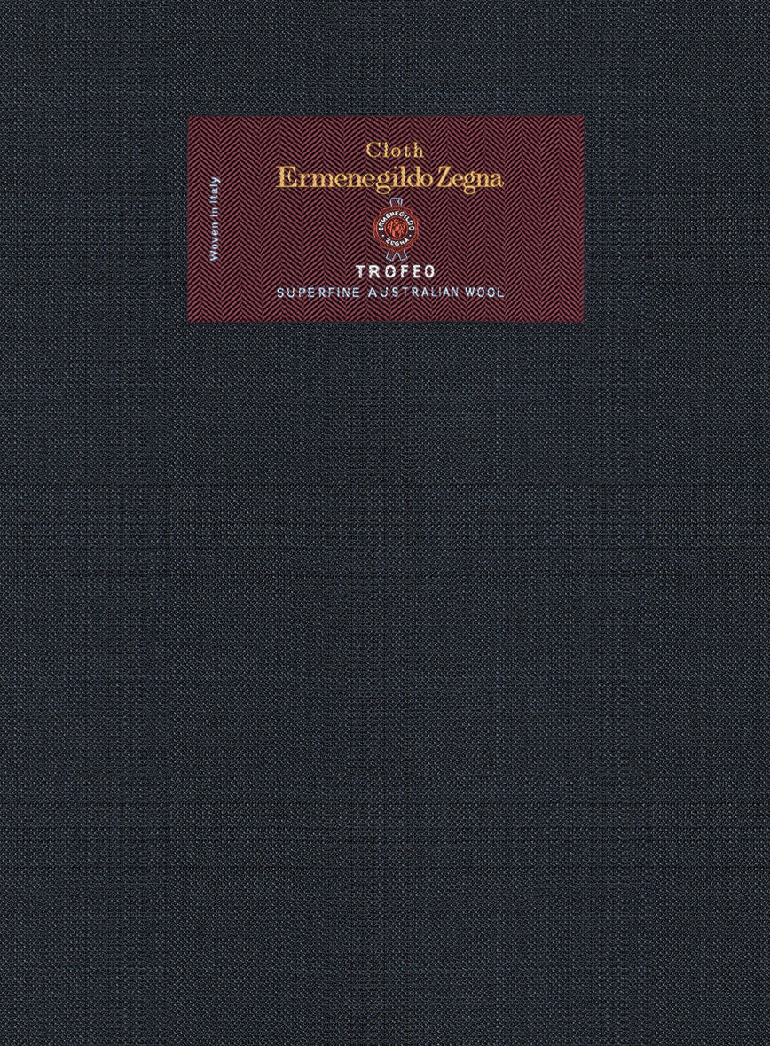Lanificio Zegna Trofeo Malno Dark Blue Checks Wool Pants - Image 3