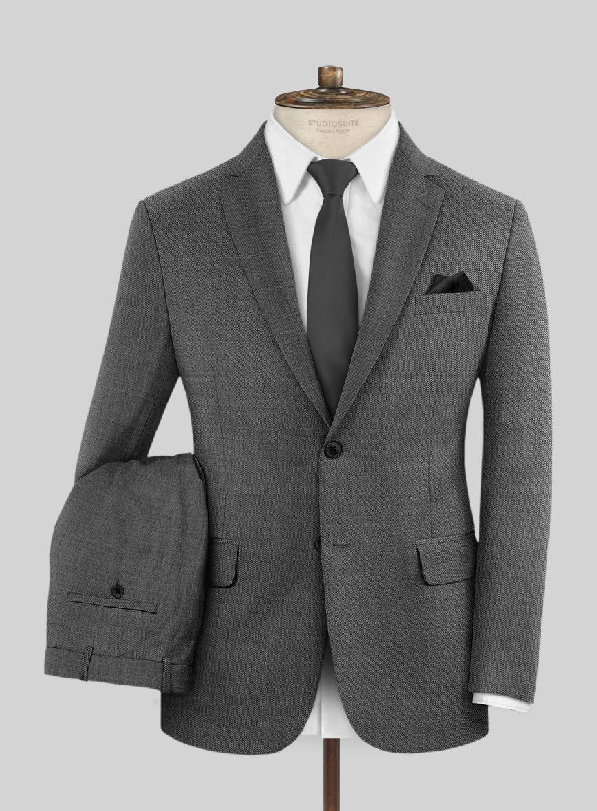 Lanificio Zegna Trofeo Sharkskin Charcoal Wool Suit
