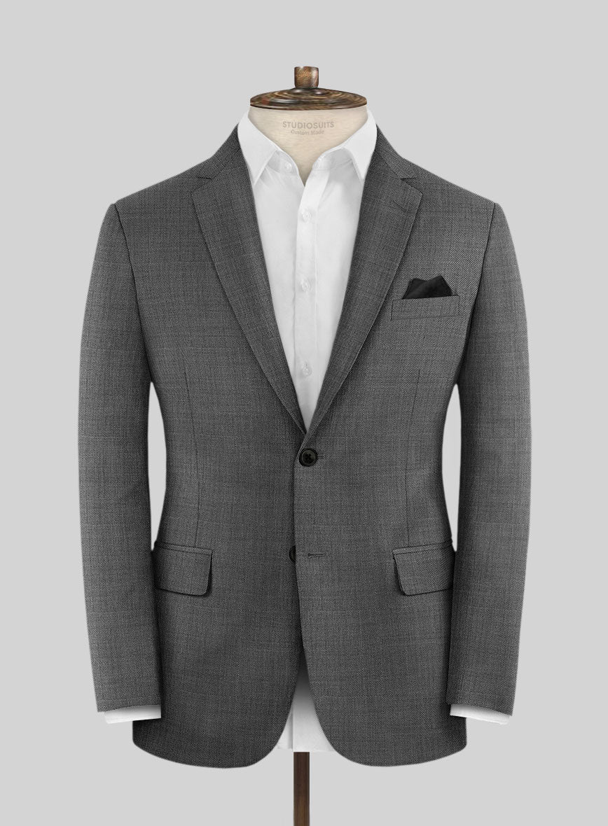 Lanificio Zegna Trofeo Sharkskin Charcoal Wool Suit - Image 3