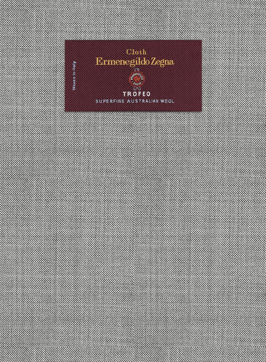 Lanificio Zegna Trofeo Sharkskin Light Gray Wool Pants - Image 3