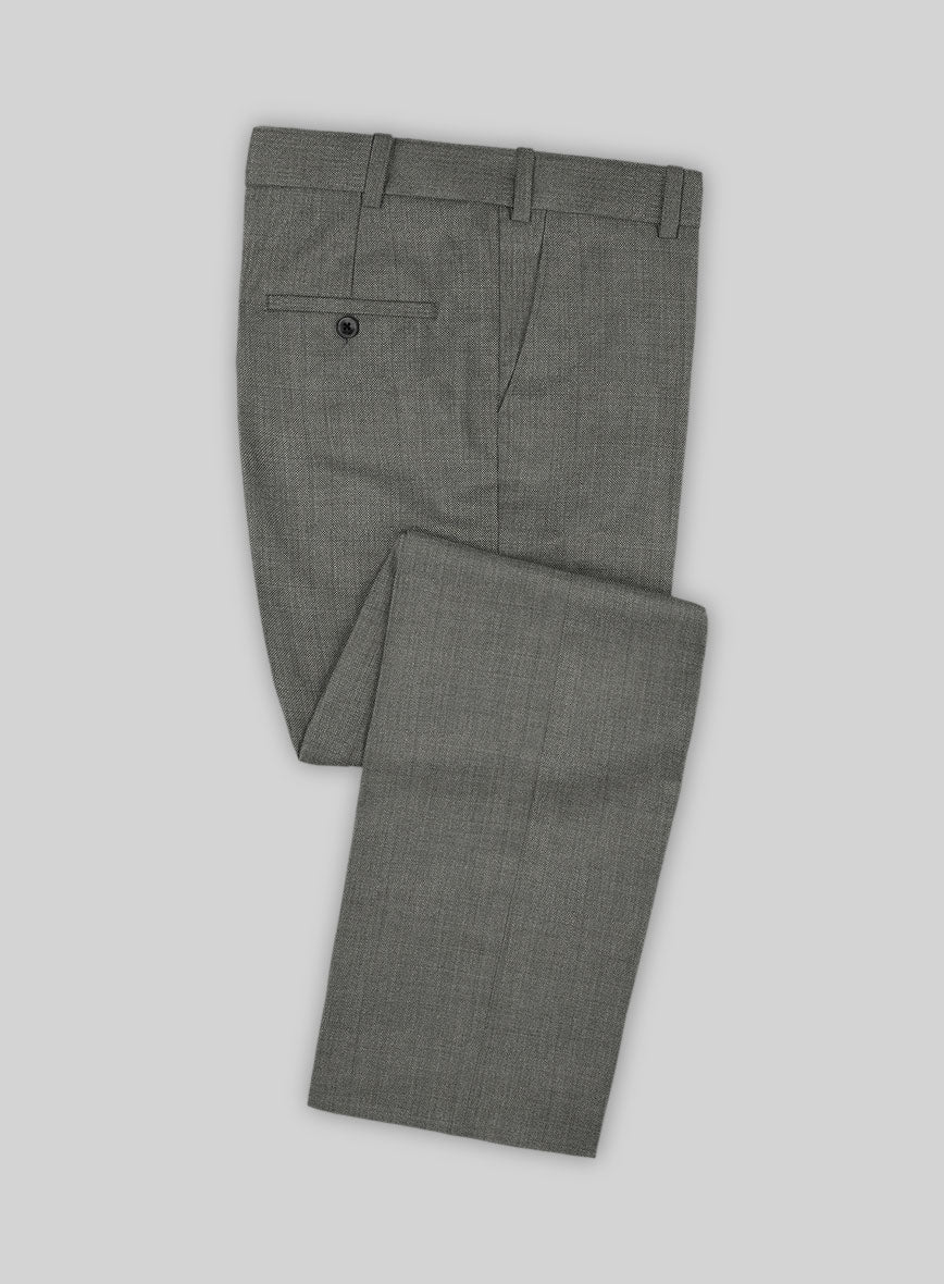 Lanificio Zegna Trofeo Sharkskin Mid Gray Wool Pants