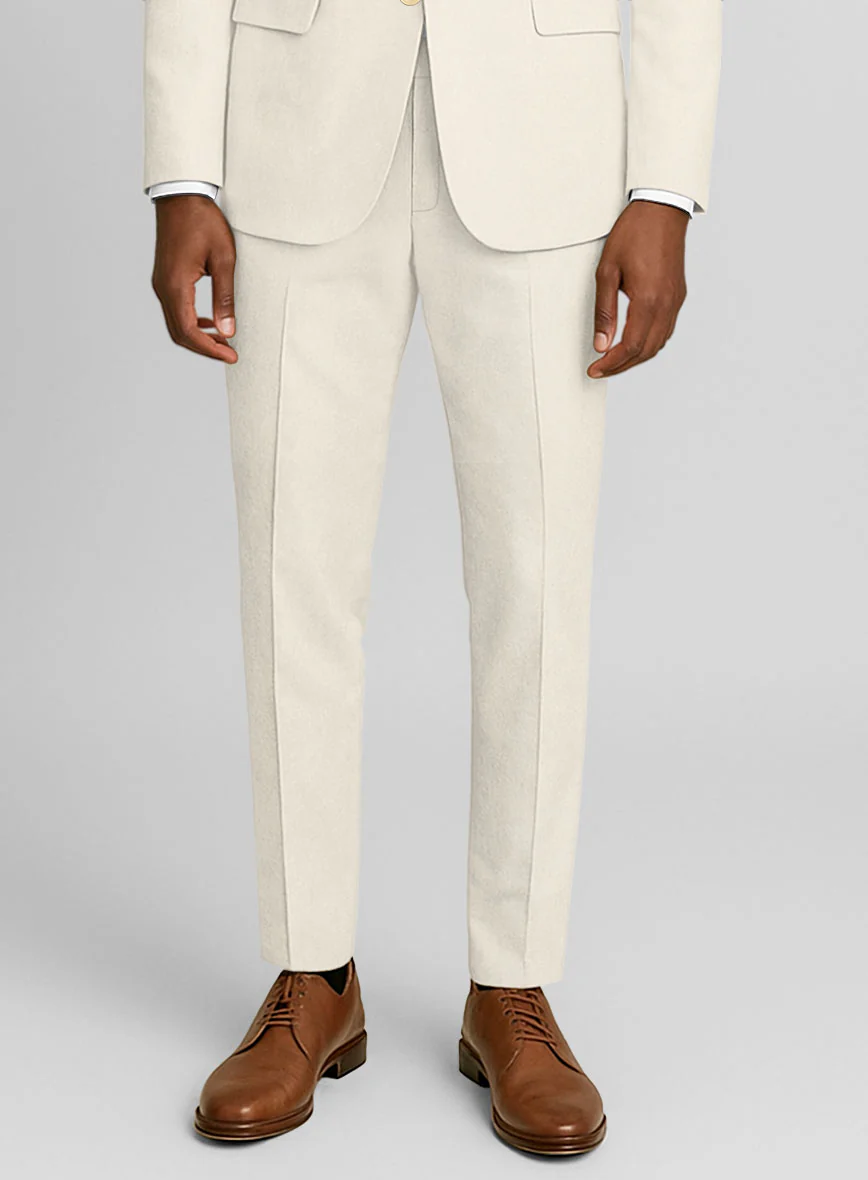 Light Beige Feather Cotton Canvas Stretch Suit - Image 6