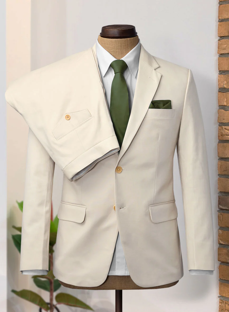 Light Beige Feather Cotton Canvas Stretch Suit II