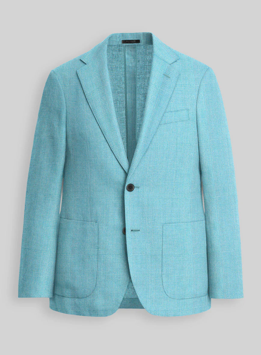 Light Blue Hopsack Unlined Blazer